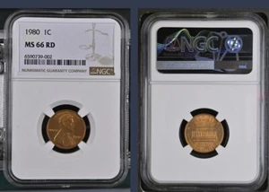 1980-P NGC MS66RD Lincoln Memorial Cent Business Strike 1C - Picture 1 of 1