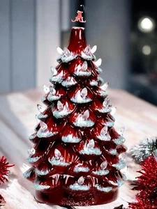 ALABAMA MAREA CARMESÍ NCAA Cerámica 14” Retro Árbol de Navidad Taller de Papá Noel Nuevo en Caja - Imagen 1 de 9