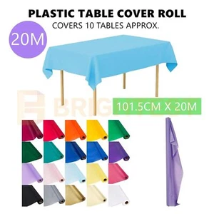 20m Plastic Table Cloth Roll Cover Banquet Party Wedding Birthday PVC Vinyl Bulk - Picture 1 of 15