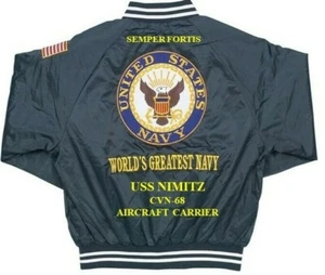USS NIMITZ CVN-68 CARRIER NAVY EMBROIDERED SATIN JACKET (BACK ONLY) - Picture 1 of 6