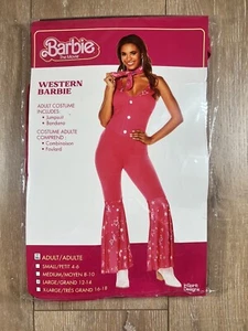 NEU Barbie Film rosa Western Cowgirl Erwachsene Halloween Kostüm groß 12-14 - Bild 1 von 4