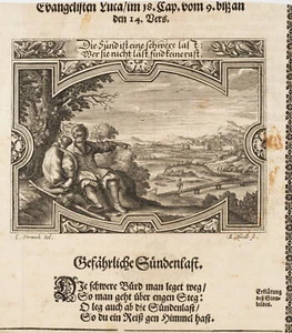 KÜSELL (*1626) nach STRAUCH (*1613), Emblem. Gefährliche Sündenlast, KSt. - Bild 1 von 5