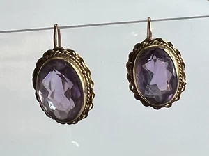 PENDIENTES DE AMATISTA FINA DE ORO AMARILLO DE 14 KT DE COLECCIÓN EE. UU. PERFORADOS 4,4 gramos - Imagen 1 de 5