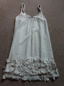 New Look Ivory Chiffon Party Dress with Applique Beaded Floral Pattern, Size 8 - Picture 1 of 9