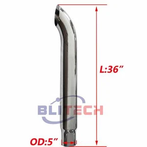 Tubo de escape cromado 6"-5" OD x 36" de longitud tubo de escape curvo para camión - Imagen 1 de 4