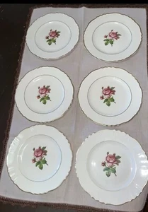 Rosalie von Syracruse Bone China 8" Salatteller (6) USA Gold gewellter Rand - Bild 1 von 5