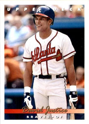 David Justice 1993 Upper Deck #366 Atlanta Braves FREE SHIPPING AutographDen - Image 1 of 2