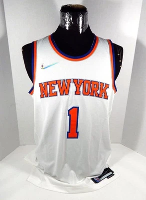 Mens 2022 New York Knicks Obi Toppin #1 White Authentic Basketball Jersey 48 - Image 1 of 4