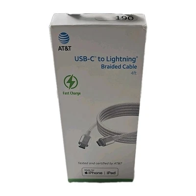 At&t Usb-C To iPhone Cable Braided White   - Image 1 of 4