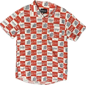 Coca Cola SS Checkered Print Men’s Button Down Shirt Seoul Korea Size Small Logo - Picture 1 of 5