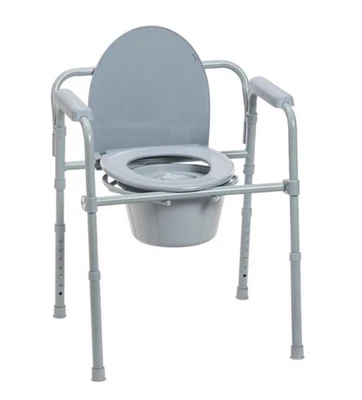 Drive Medical 11148-1 Folding Steel Bedside Commode Chair, Portable 350lbs 7.5qt - Image 1 of 4