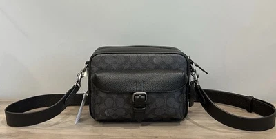 COACH CW217 Warner Crossbody Bag In Signature Canvas & Leather Charcoal/Black - Image 1 of 4