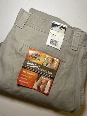 Vintage Lee Durabilt Utility Flat Front Jeans Beige 36x32 NEW - Image 1 of 4