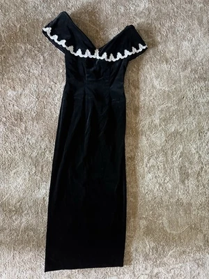 Vestido de cóctel House of Bianchi de terciopelo negro hasta el suelo, talla 6, vintage años 80 Foto 1 de 4