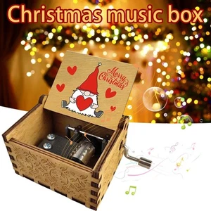 Wooden Hand Crank Music Box Classic Vintage Wood Handmade Musical Box - Picture 1 of 8