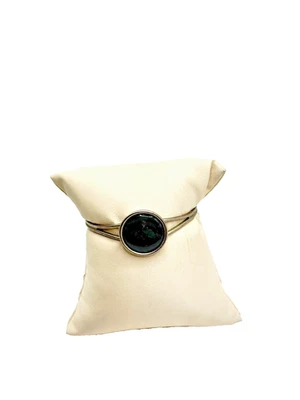 Brazalete Brazalete Redondo Cristal Abulón Verde Plata Simulado Banda Ajustable Foto 1 de 4