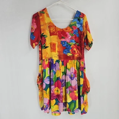 Vestido babydoll vintage anos 90 jams mundo brilhante eclético boho pequeno floral - Imagem 1 de 4