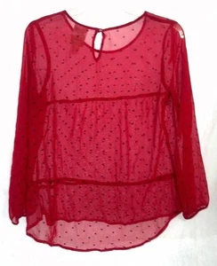 Bella Du Jour Girls Red Shirt Black Hearts Size L - Picture 1 of 7