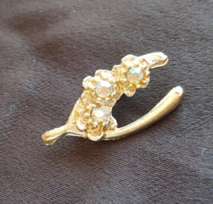 Vintage Wishbone Anstecknadel Brosche Aurora Borealis Steine Anhänger - Bild 1 von 7