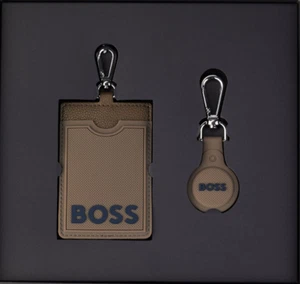 GENUINE HUGO BOSS CARD AND AIRTAG HOLDER GIFT SET - BROWN - BNIB - Picture 1 of 3