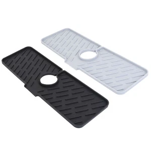 Kitchen Sink Splash Guard, Silicone Faucet Handle Drip Catcher Tray Anti-slip - Picture 1 of 17