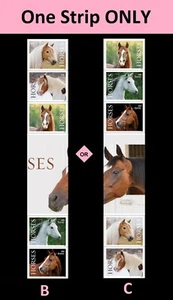 US 5891-5895 5895b Horses F horz gutter strip 5 B MNH 2024 - Picture 1 of 1