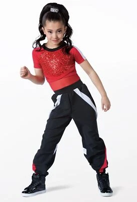Танцевальный костюм Weissman 13394 средний детский красный хип-хоп кран блестки - Изображение 1 из 3