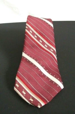 Vintage 80's Botany 500 Burgundy Red Striped Polyester Tie  - Image 1 of 4