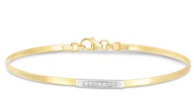 Cadena/pulsera de oro amarillo de 14 k 7" Omega 0,06 ctw barra de diamantes naturales de 3 mm Foto 1 de 4