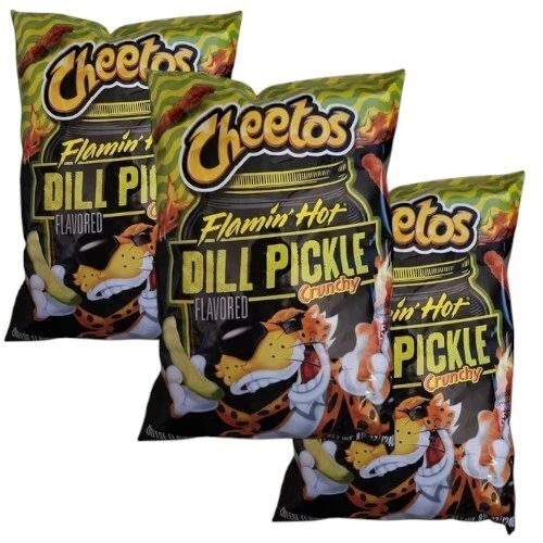 Cheetos Crunchy DILL PICKLE FLAMIN HOT Cheese Flavor Snacks 8.25 oz (1 Bag)