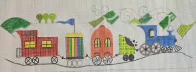 Vintage Needlepoint Canvas Train By Phalices Thread Web 10CT - Image 1 of 4