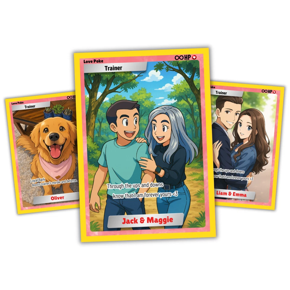Custom PokéLove Card with Photo – Personalized Trainer Card – Cute Gift for Fans - Image 1 of 4