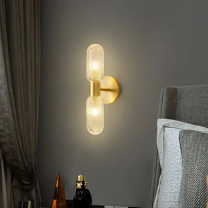 Room Wall Light Home Indoor Wall Lamp Gold Wall Lighting Hotel Glass Wall Sconce - Picture 1 of 11