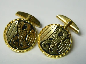 Vintage GOLD and BLACK RISING PHOENIX bird theme Cufflinks - Picture 1 of 1