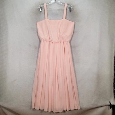 Vestido De Colección Rubor de Gasa Para Mujer Cóctel Cuello Cuadrado Plisado Fluido Midi Talla 12 Foto 1 de 4