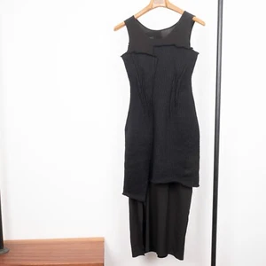 Yohji Yamamoto MICHIKO by Y'S Asymmetric Black Tank Slim Wool Vintage Dress 1 - Picture 1 of 12