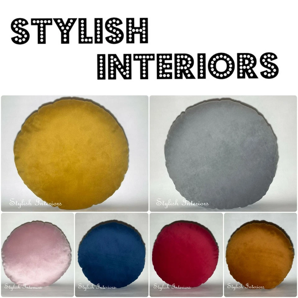 Handmade Soft Round Plush Velvet Cushion Cover Circle Bed Sofa Pillowcase Decor - Image 1 of 4