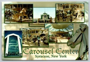 Postcard Carousel Center Syracuse New York Merry Go Round Horses Multiview - Picture 1 of 2