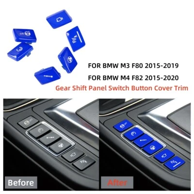 6X Gear Shift Button Cover Kit For BMW M3 F80 M4 F82 2015-2020 Car Accessories  - Image 1 of 4