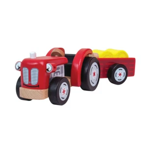 Tractor agrícola de madera Tidlo y remolque con heno, figura no incluida - Imagen 1 de 1