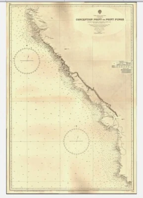 ВИНТАЖНАЯ КАРТА АДМИРАЛТЕЙСТВА. No 778. MONTEREY - CONCEPT Pt. КАЛИФОРНИЯ. 1940 Edn. - Изображение 1 из 4