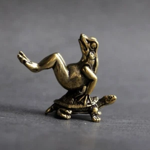 Chinese Bronze Copper Statue Hand Carved Frog Turtle Figurines - Picture 1 of 4