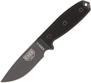 ESEE Model 3 Tactical Black Micarta Handle Fixed Blade Knife + Sheath 1095 3PTGB - Picture 1 of 2