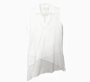 Top túnica asimétrica sin mangas de lino blanco sin hierro talla 1/M Chico’s para mujer - Imagen 1 de 7