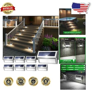 Energy-Efficient Solar Step Lights 8-Pack - Durable Outdoor Yard Illumination - Picture 1 of 8