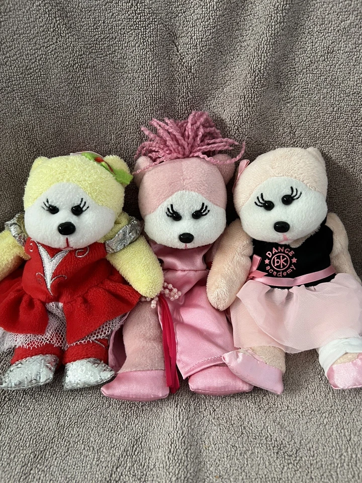 Beanie Kids Collectables - Christina - Muriel - Talia - 3 Girl Bears - Retired - image 1 of 4