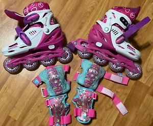 Roller Derby Youth Kids Girls Size 3-6 Adjustable Roller Skates & Wrist/Knee Pad - Picture 1 of 11