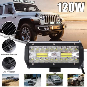 7inch 120W LED Work Light Car Flood Bar Off road Fog Lamp 4WD UTE ATV SUV Truck - Bild 1 von 12