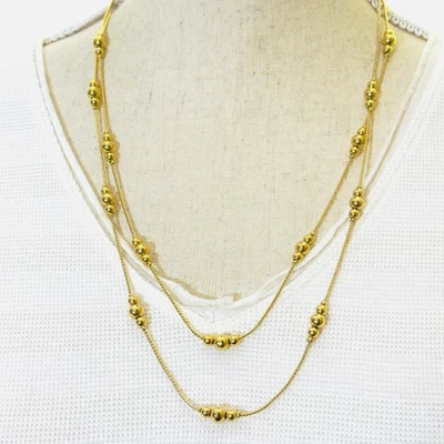 Hermoso collar de bolas de oro de 22" vintage Avon doble hilo brillante para mujer Foto 1 de 4