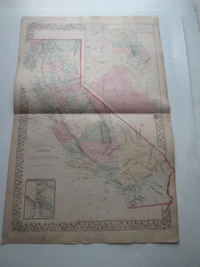 ONE (1) 1867/1870 MITCHELL  ATLAS MAP,  "CALIFORNIA" - Picture 1 of 6